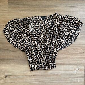 Boho Cottage Core Floral Button Up Blouse Size L